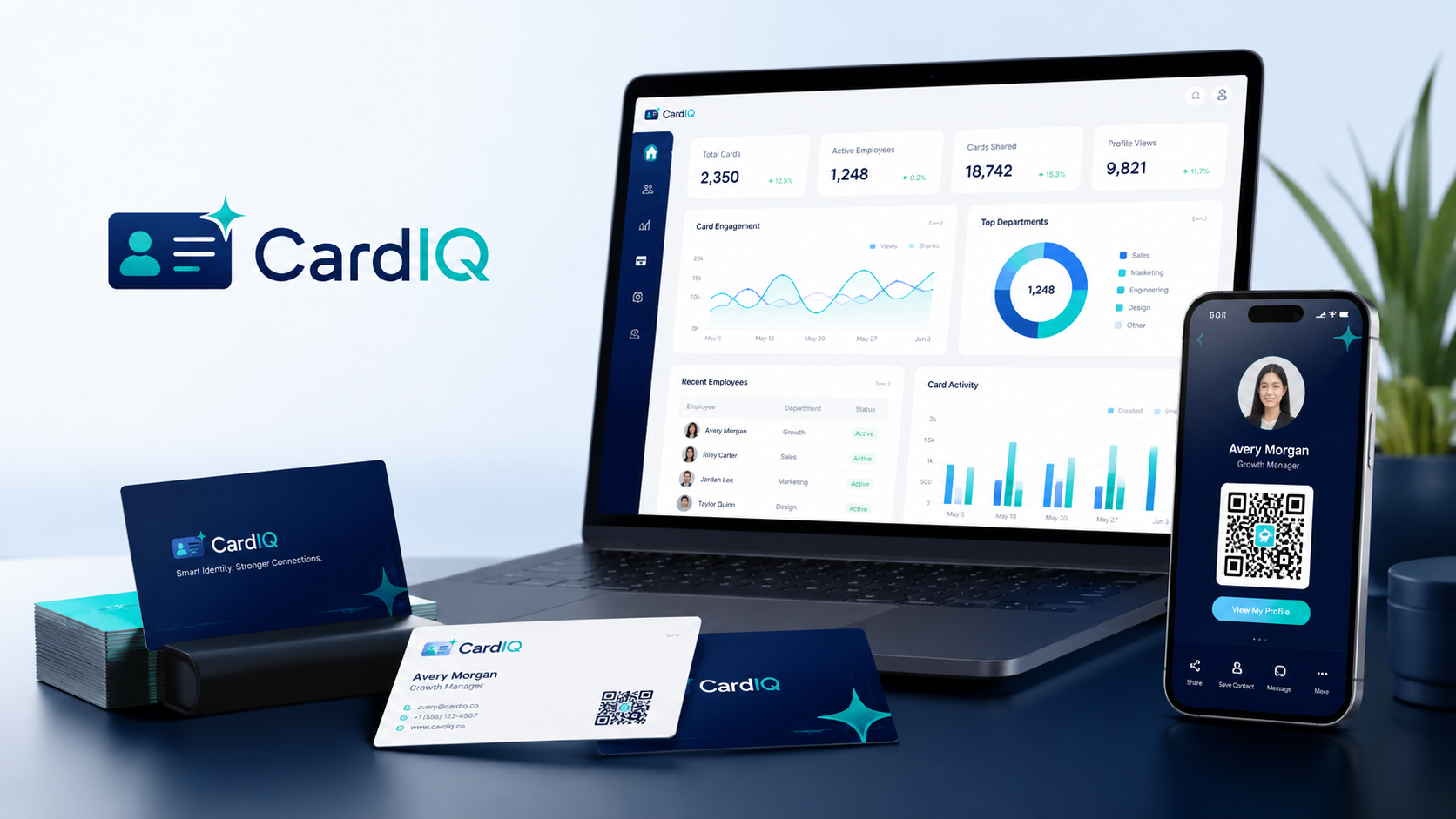 CardIQ dashboard and official employee digital cards